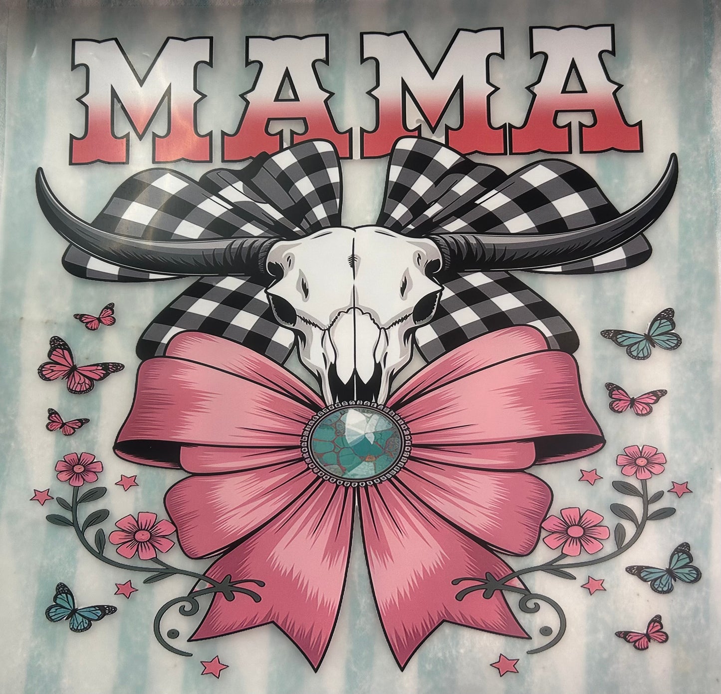 Mama with Bow Skull and Pink Bow