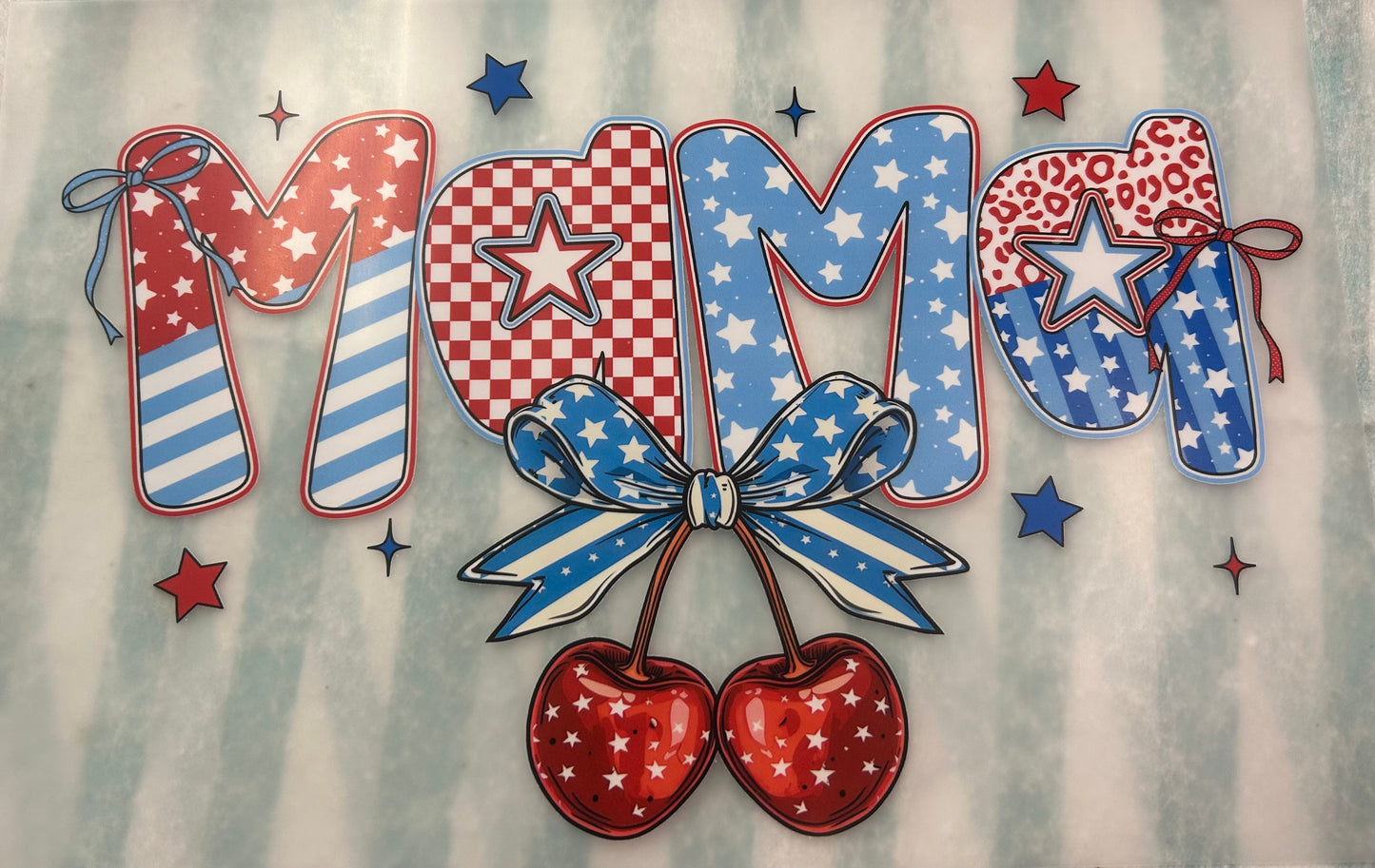Multi Pattern Star Spangled “MAMA” with Cherries