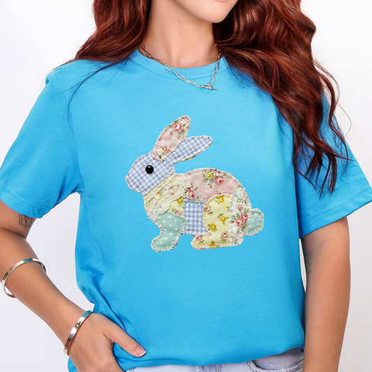 Floral Bunny Patchwork Graphic Tee