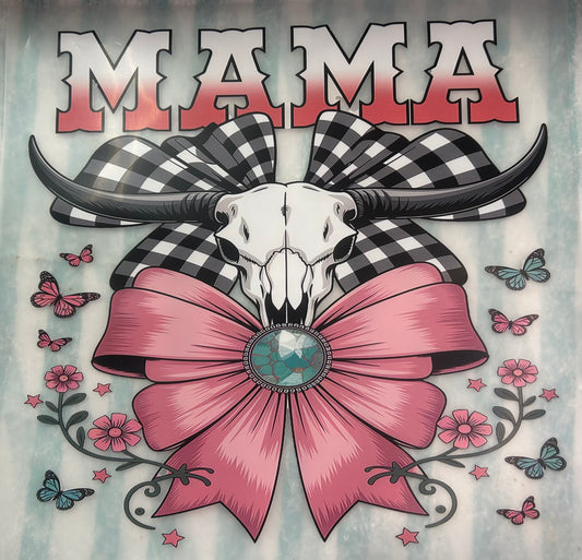 Mama with Bow Skull and Pink Bow