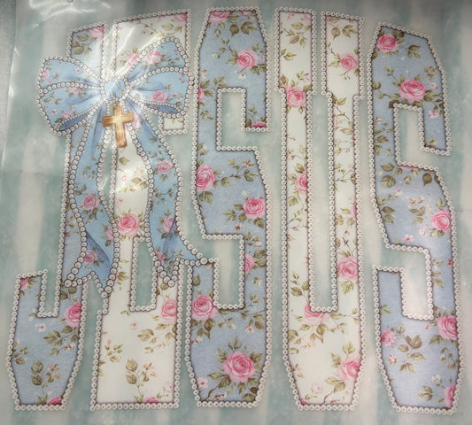 “JESUS” Floral and Pearl With Bow