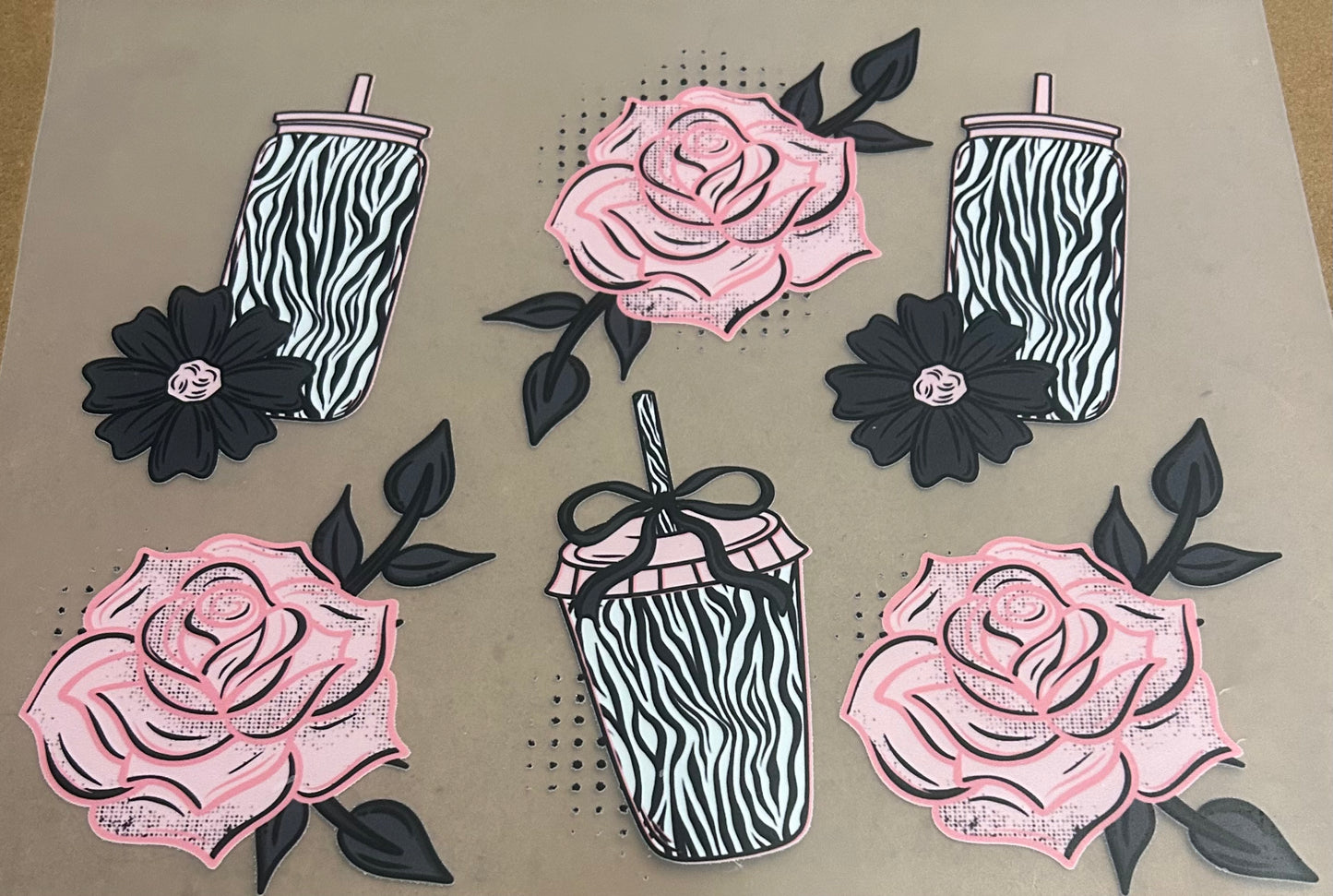 Zebra Print Flowers and Coffee Cups