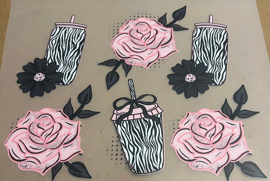 Zebra Print Flowers and Coffee Cups