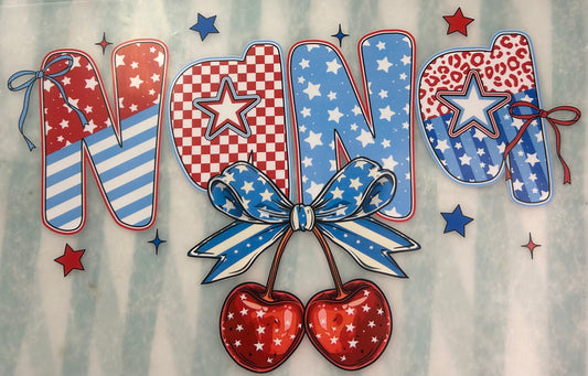 Multi Pattern Star Spangled “NANA” with Cherries